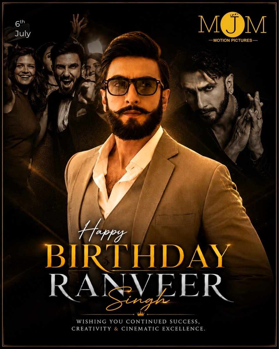 MJM_Pictures's tweet photo. MJM Motion Pictures wishes the phenomenal Ranveer Singh  a very Happy Birthday! 🎉🎬

@RanveerOfficial  Your unmatched energy and powerful performances continue to redefine Indian cinema. Wishing you happiness, success, and many more iconic milestones.

🌐 https://t.co/sN7Dusm5Cc

#HappyBirthdayRanveerSingh #RanveerSingh #IndianCinema #Bollywood #MJMMotionPictures