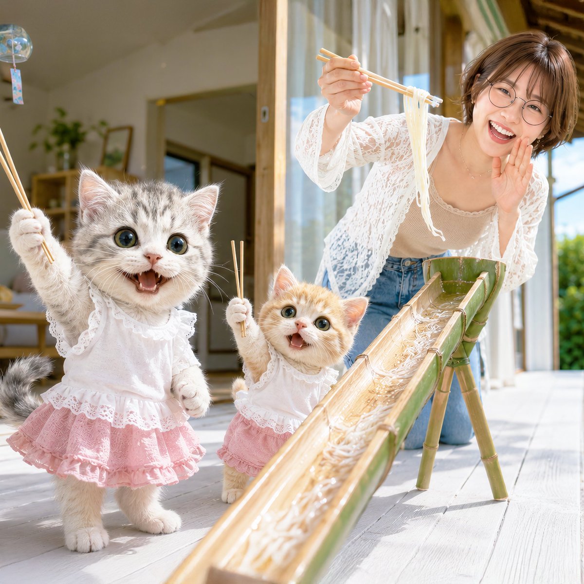 syachikumugi's tweet photo. 今回のサロン限定動画は『むぎ達の流しそうめんの話』だにゃ！  

むぎもちゃまるも、流しそうめんは初めてだったから、始まる前からワクワクが止まらなかったにゃ！

【サロン加入ぜひ検討してみてほしいですにゃ！】   https://t.co/lpthWLYs3c https://t.co/o6NdbAXYmn