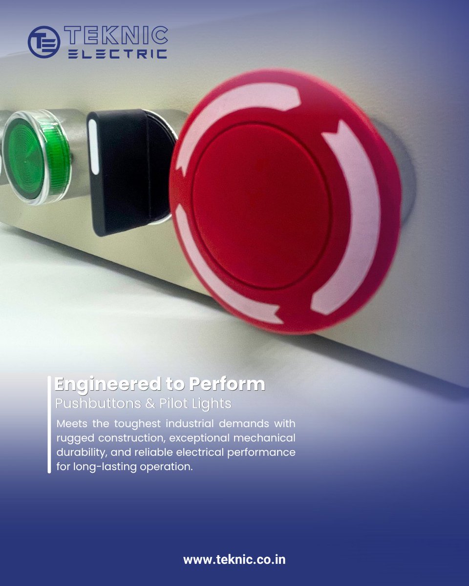 teknicelectric's tweet photo. Built for excellence and proven in demanding industrial environments, our pushbuttons and pilot lights are designed to deliver reliable performance where it matters most.

#Pushbuttons #PilotLights #ControlPanels #PanelBuilders #IndustrialControls #SwitchGear #MadeInIndia https://t.co/otS48hE365