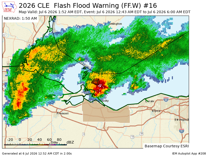 DynamicWx_OH's tweet photo. CLE continues Flash Flood Warning [flash flood: radar indicated] for Erie [OH] till Jul 6, 6:00 AM EDT https://t.co/kZAjURABlV https://t.co/C4qZPxySVx