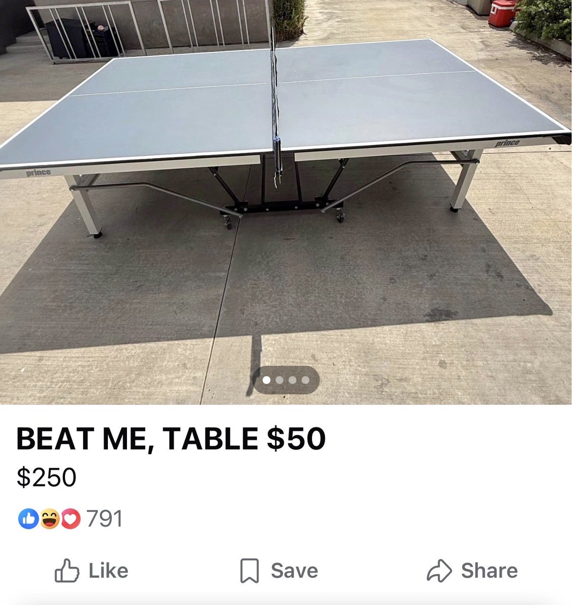 Sarahdavis's tweet photo. We already have a ping pong table but my son wants to see if he can get this one for $50 😆 https://t.co/84Kwx8yjKV