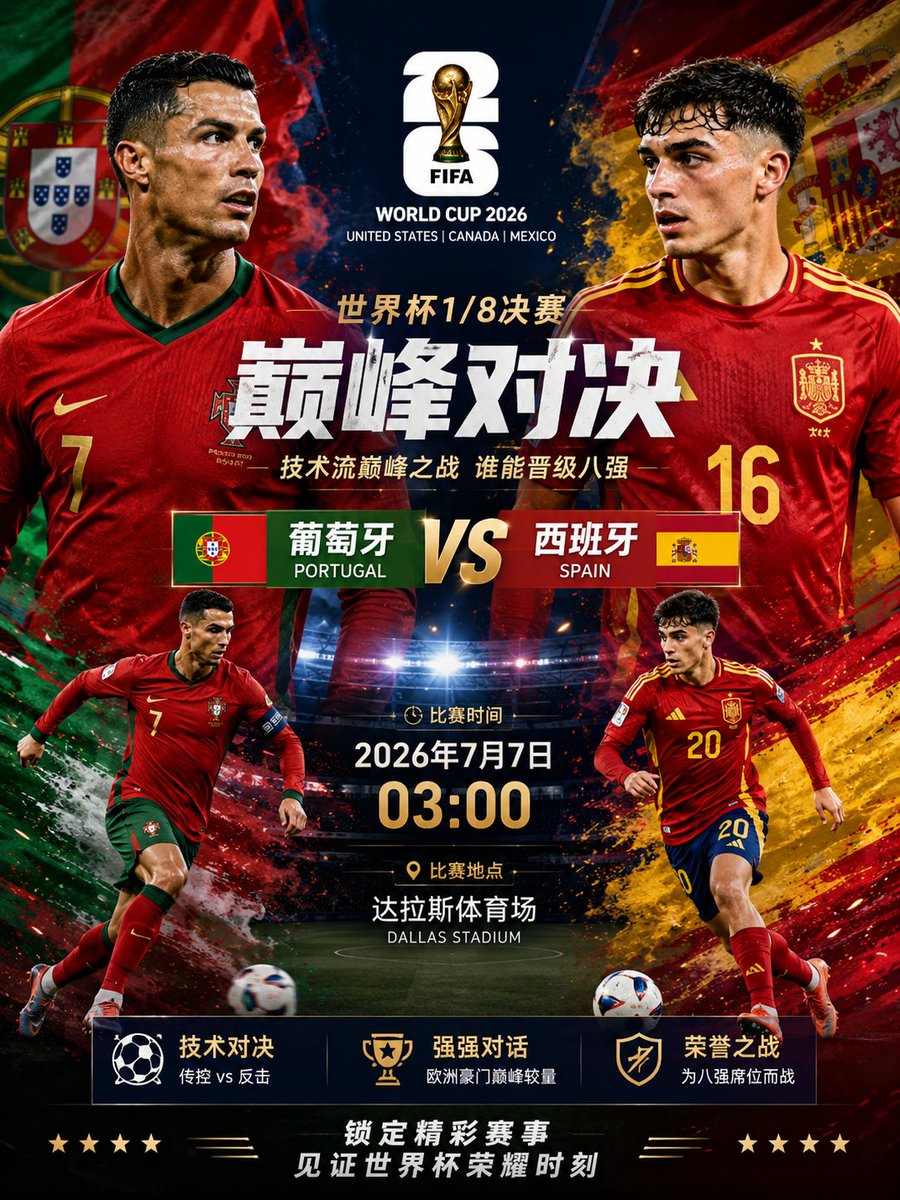 eu_maria209's tweet photo. 🔥【世界杯重心单】葡萄牙 🇵🇹 VS 西班牙 🇪🇸

🏆 2026世界杯 1/8决赛

⏰ 北京时间 07月07日 03:00

━━━━━━━━━━━━━━━━━━

📊 数据面解析
🇵🇹 葡萄牙

✅ 近10场胜率60%

✅ 赢盘率40%

✅ 场均进球2.3球

✅ 场均失球0.7球

整体攻守较为均衡，防守稳定性突出，面对强队时依然具备较强的比赛控制能力。

🇪🇸 西班牙

✅ 近10场胜率60%

✅ 赢盘率50%

✅ 场均进球2.1球

✅ 场均失球0.4球

西班牙延续传控打法，中后场组织能力优秀，防线失球数据亮眼，整体比赛节奏掌控能力较强。

━━━━━━━━━━━━━━━━━━

🔍 盘口解析

机构目前给予西班牙**-0.5**支持，体现出对其整体实力的认可。

双方都是技术流球队，预计比赛将围绕中场展开激烈争夺。葡萄牙反击效率不错，但西班牙在控球率、阵地推进和整体配合方面更具优势。

从双方近期攻防数据来看：

📈 葡萄牙进攻略占优势（2.3球 vs 2.1球）

📉 西班牙防守更加稳固（0.4球 vs 0.7球）

综合来看，西班牙整体稳定性略胜一筹。

━━━━━━━━━━━━━━━━━━

🎯 推荐方向
✅ 全场让球

西班牙 -0.5

⭐⭐⭐⭐☆

✅ 全场大小球

大2.5

⭐⭐⭐⭐

✅ 半场大小

大1球

⭐⭐⭐☆

━━━━━━━━━━━━━━━━━━

⚽ 比分参考

1：2

0：2

1：1

━━━━━━━━━━━━━━━━━━

🔥 今日重心

💎 主推：西班牙 -0.5

⭐ 次推：全场大2.5

⭐ 娱乐参考：西班牙不败

━━━━━━━━━━━━━━━━━━

📢 综合点评

本场属于本轮淘汰赛焦点战，两支球队技术风格接近，预计比赛节奏不会太快，但中场对抗会十分激烈。西班牙近期防守表现更加稳定，在阵地战和控球方���具备一定优势；葡萄牙则拥有较强的个人突破和反击能力，具备制造威胁的实力。若西班牙能够保持控球优势并率先取得进球，比赛主动权将更倾向于西班牙。