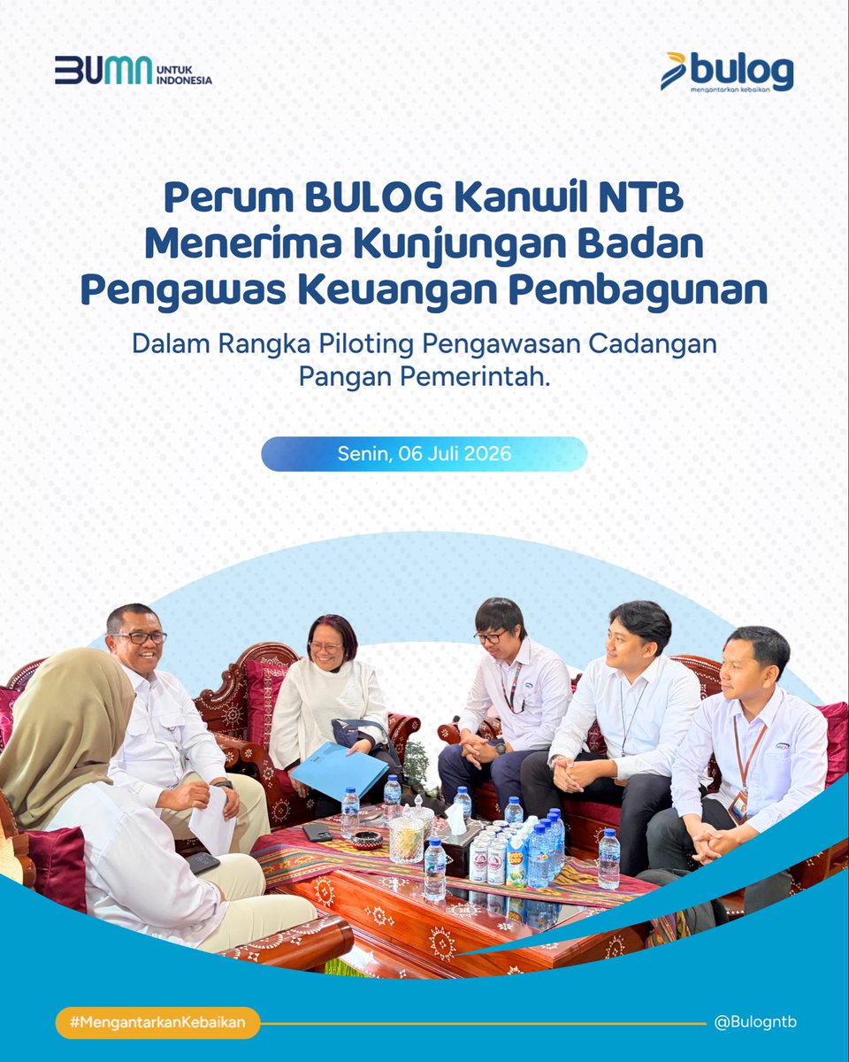 bulog_ntb's tweet photo. Perum BULOG Kanwil NTB Menerima Kunjungan BPKP dalam Rangka Piloting Pengawasan Cadangan Pangan Pemerintah. https://t.co/V2lE4nNkkN