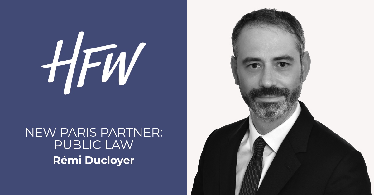 hfw_law's tweet photo. We have continued the growth of our Paris office with the hire of public law expert Remi Ducloyer. Read: https://t.co/tlX7FmPccB #PublicLaw #PublicProcurement #Regulatory #Infrastructure #CommercialDisputes #CommercialLitigation https://t.co/2eVHz8UTOy