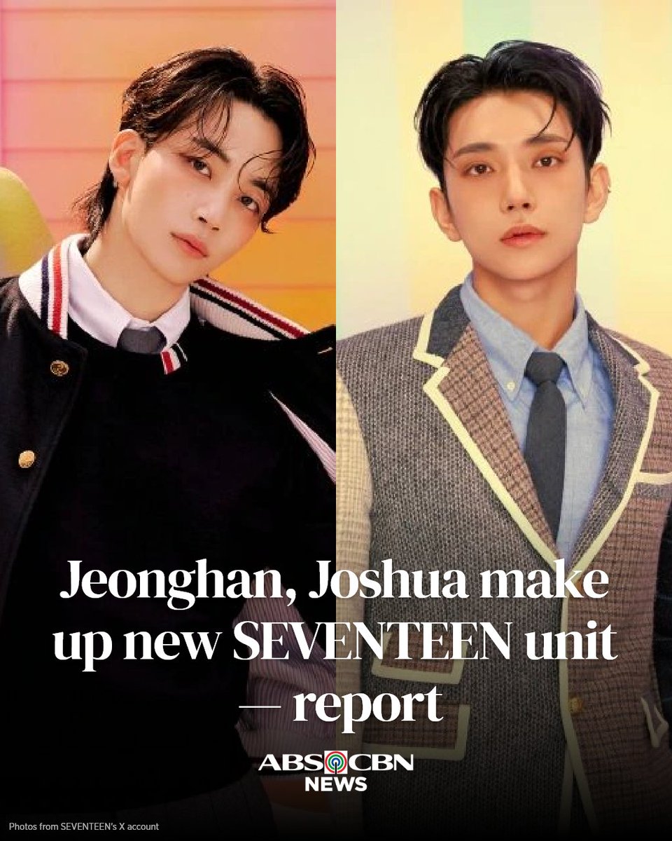 ABSCBNNews's tweet photo. Who's hyped for SEVENTEEN's newest sub-unit, CARATS? 💎

Jeonghan and Joshua are set to debut as the K-pop group's new duo unit with an album slated for October. 

Read more: https://t.co/xWHBLPx39t https://t.co/qQ8fc2qyeU