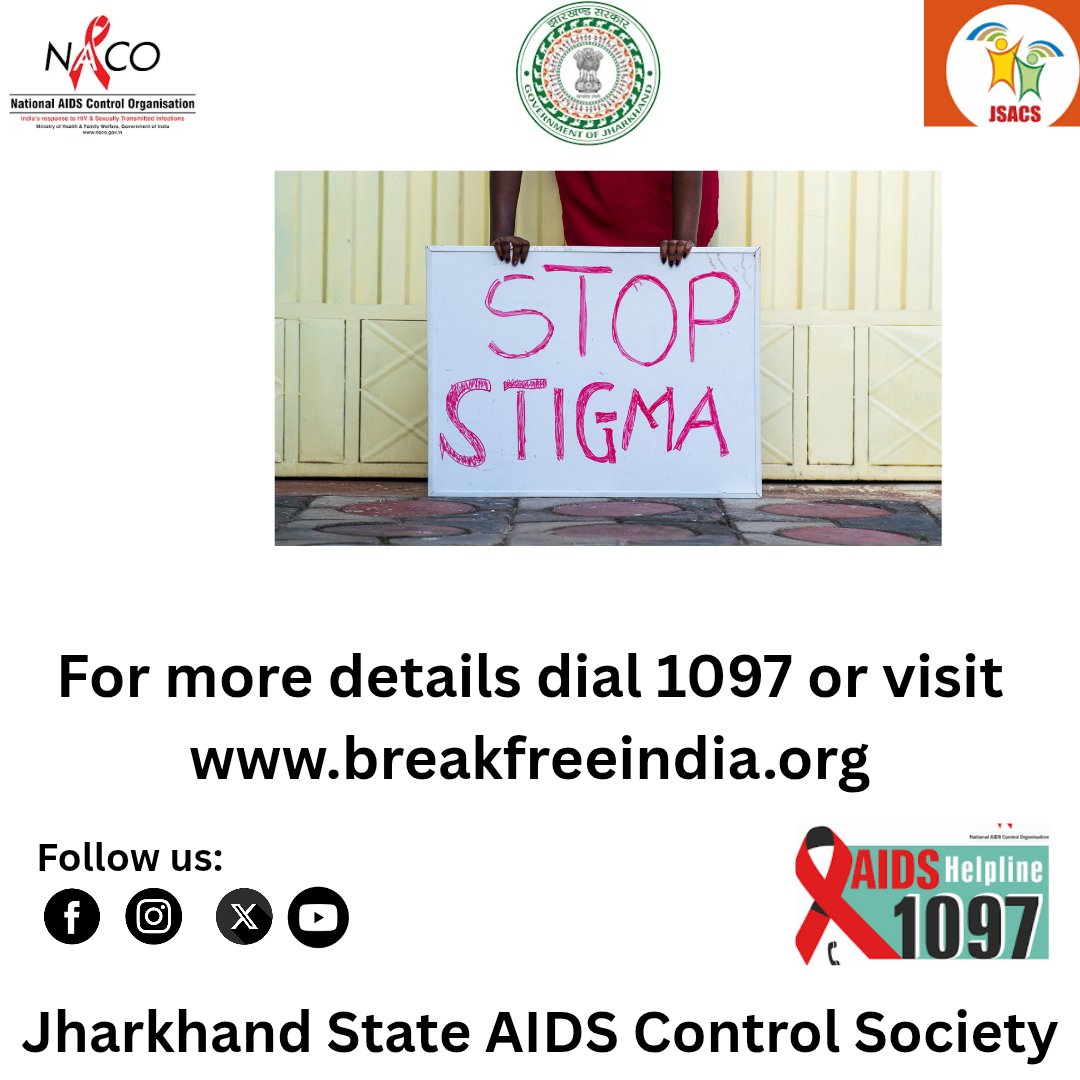 JharkhandAids's tweet photo. Let’s choose empathy over judgment. Join hands to end the discrimination. Dial 1097 or visit https://t.co/ceQYUHVPpJ to learn more and #StopStigma today! ❤️ https://t.co/lA447zJkEB