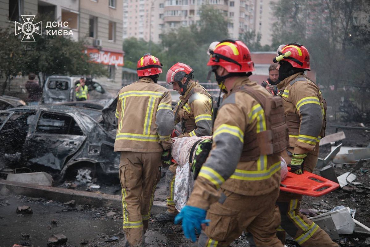 r_stefanchuk's tweet photo. Kyiv has once again endured a night in which russia struck residential buildings and people sleeping in their homes. Across Ukraine, the enemy launched dozens of missiles, including ballistic missiles, and hundreds of attack drones.

As of this morning, at least 11 people are known to have been killed. In the Podilskyi district, the upper floors of a nine-storey residential building were destroyed, while fires and search-and-rescue operations continue at other sites.

I extend my deepest condolences to the families and loved ones of those killed. I wish all those injured a swift recovery.

I thank the rescuers, medical workers, police officers, and everyone who saved lives throughout the night and continues working at the sites of the strikes.

The scale of this attack is yet another proof that russia is deliberately waging war against Ukrainians. That is why Ukraine needs decisions capable of protecting our skies from ballistic missiles, strengthening our air defence, and depriving the aggressor of the ability to continue its terror.