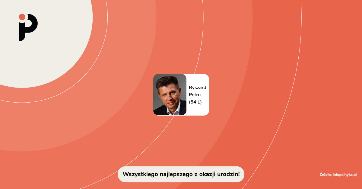 infoPolityka_pl's tweet photo. Dzisiaj urodziny obchodzi:

🎂 @RyszardPetru (54 l.)

Zespół @infoPolityka_pl życzy wszystkiego najlepszego! https://t.co/RVRhABQSCL
