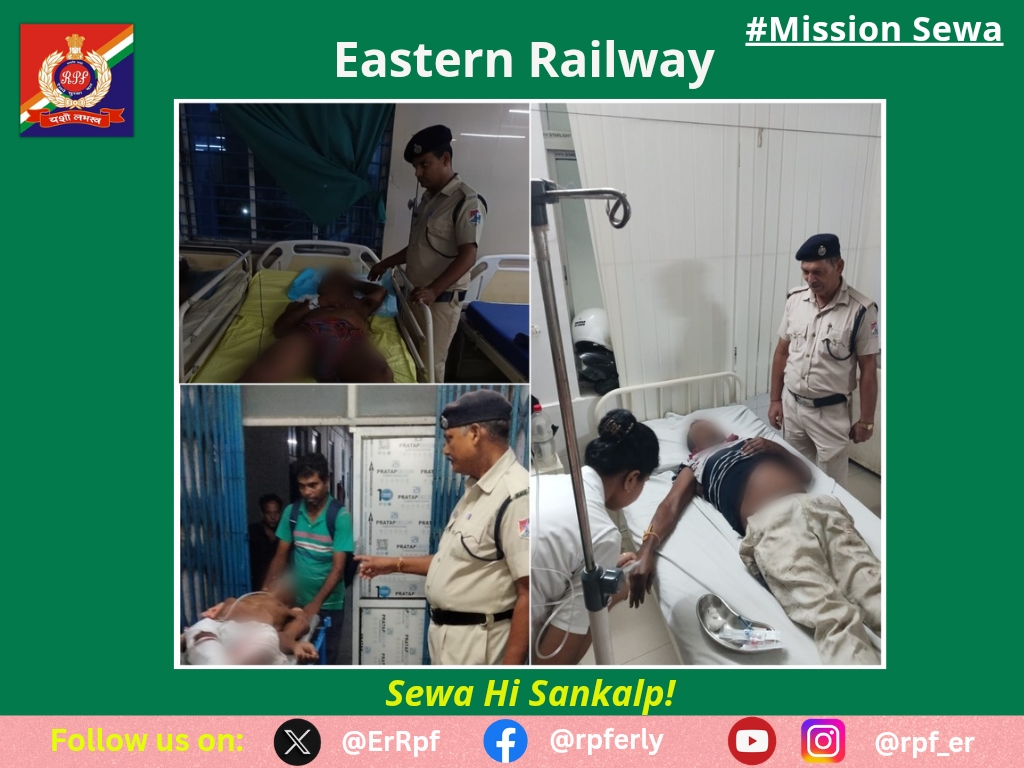 ErRpf's tweet photo. On 05.07.2026, RPF Officials rescued 04 injured/sick persons from different Railway Stations, rendered medical assistance and shifted them to nearest Govt. Hospital for treatment. 
#MissionSewa
@RPF_INDIA 
@RailMinIndia https://t.co/h7GKGD1gsG