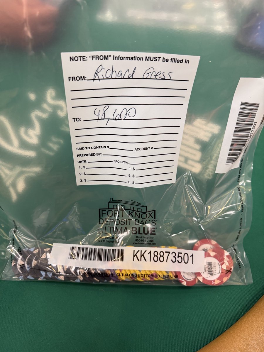 RichardGress4's tweet photo. After a grueling day 1 in the main event, especially getting cold decked in a huge pot with flush over flush..and just running into one rough beat after another… I managed to grind my way back from 20k to bag 48k and on on to day 2 on Tuesday! 😥 😎 https://t.co/bfR8UPGiNr