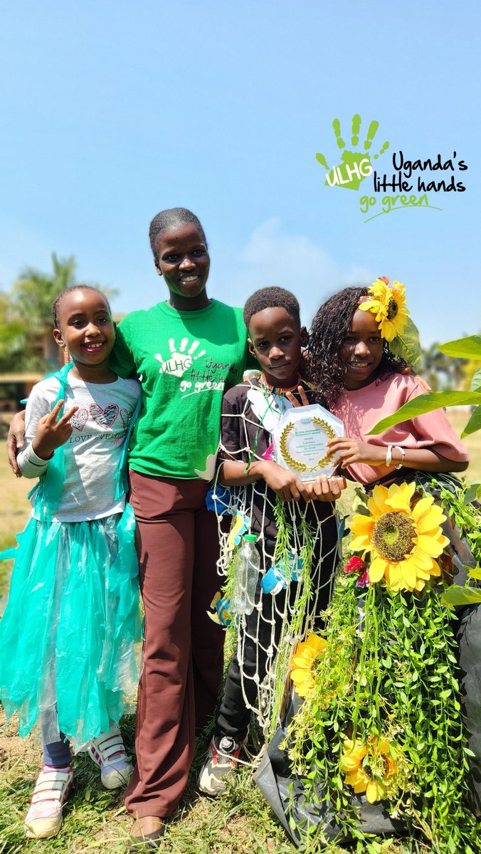 LilHandsGoGreen's tweet photo. Creative, passionate &amp; deeply rooted.
@LilHandsGoGreen joined @ClarkeJuniorSch to crown the Go Green Week. From turning recycled materials into stunning fashion, to planting fruit trees for a greener future, these kids showed us exactly how it's done. #GoGreenUg 
@JosephMasembe1 https://t.co/abY910IOi6