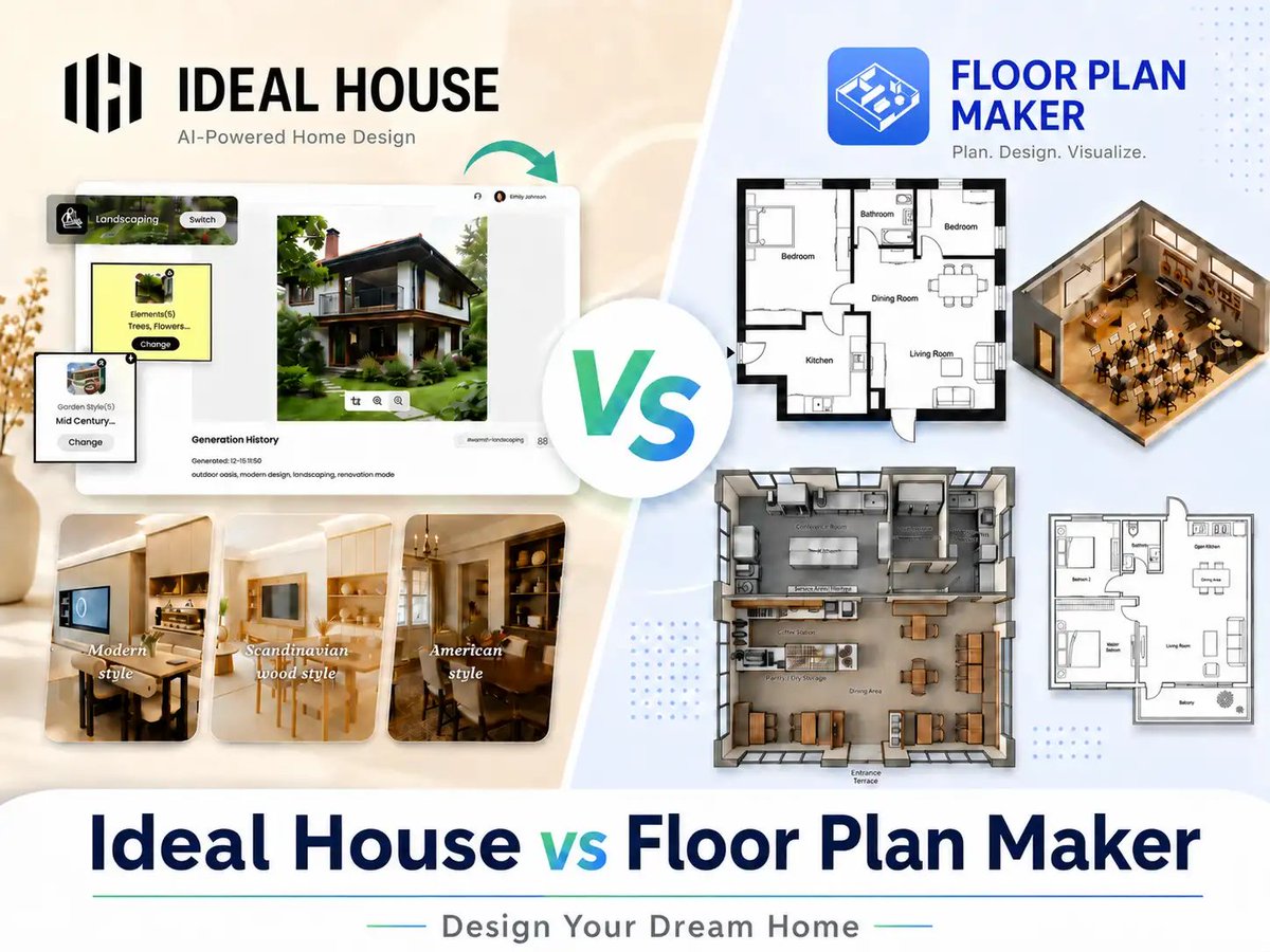 FloorPlanMaker1's tweet photo. Every AI tool has trade-offs.

We compared Floor Plan Maker and Ideal House AI based on our experience using both.

It's just our perspective—not the final word.

Curious what you'd add 👇
https://t.co/wcXSlh3NJ5 https://t.co/JZLfW7DSJX