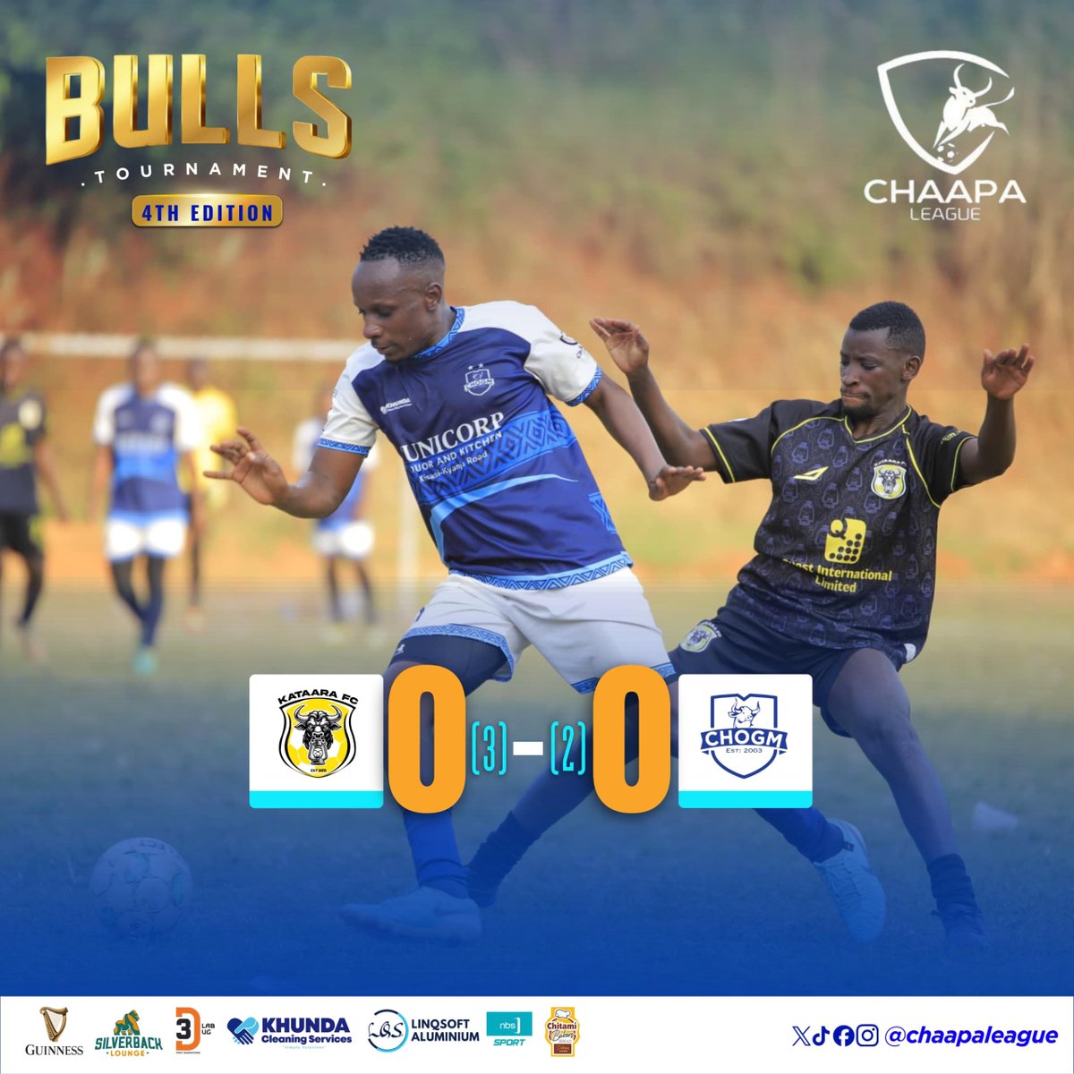 ChaapaLeague's tweet photo. Chairman Emeritus @KejeJacob hit his spot kick on the post as @ChogmFc bowed out at the expense of @Kataara who advance!
#BackToTheKraal https://t.co/Z21RXwrNHw