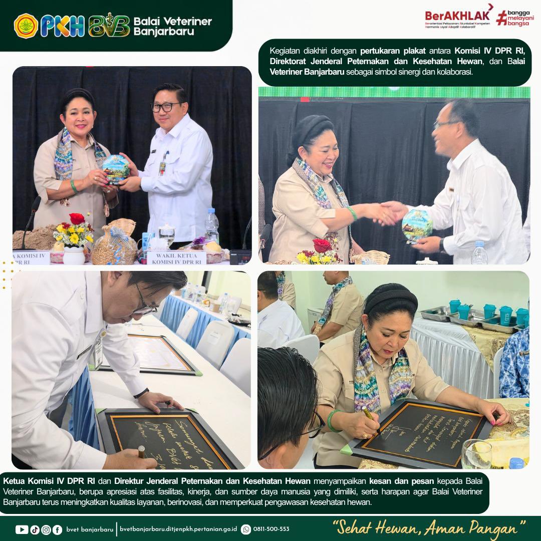 bvetbjb's tweet photo. Hai #SanakVeteriner 🖐🏻

📍 Kunjungan Kerja Spesifik Komisi IV DPR RI di Balai Veteriner Banjarbaru

Balai Veteriner Banjarbaru menerima kunjungan kerja spesifik Komisi IV DPR RI Masa Sidang V Tahun Sidang 2025–2026

#BalaiVeterinerBanjarbaru #KomisiIVDPRRI #KunjunganKerja #ElNino https://t.co/bEOfcDNjls