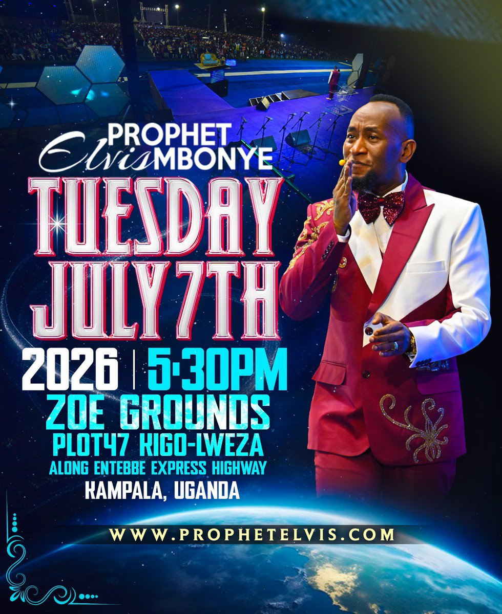 AdyeeriMusa's tweet photo. With all the fulfilled national and international prophecies, what else does he know?? Well...come tomorrow and see for urself #ProphetElvisMbonye https://t.co/LL48256Dci