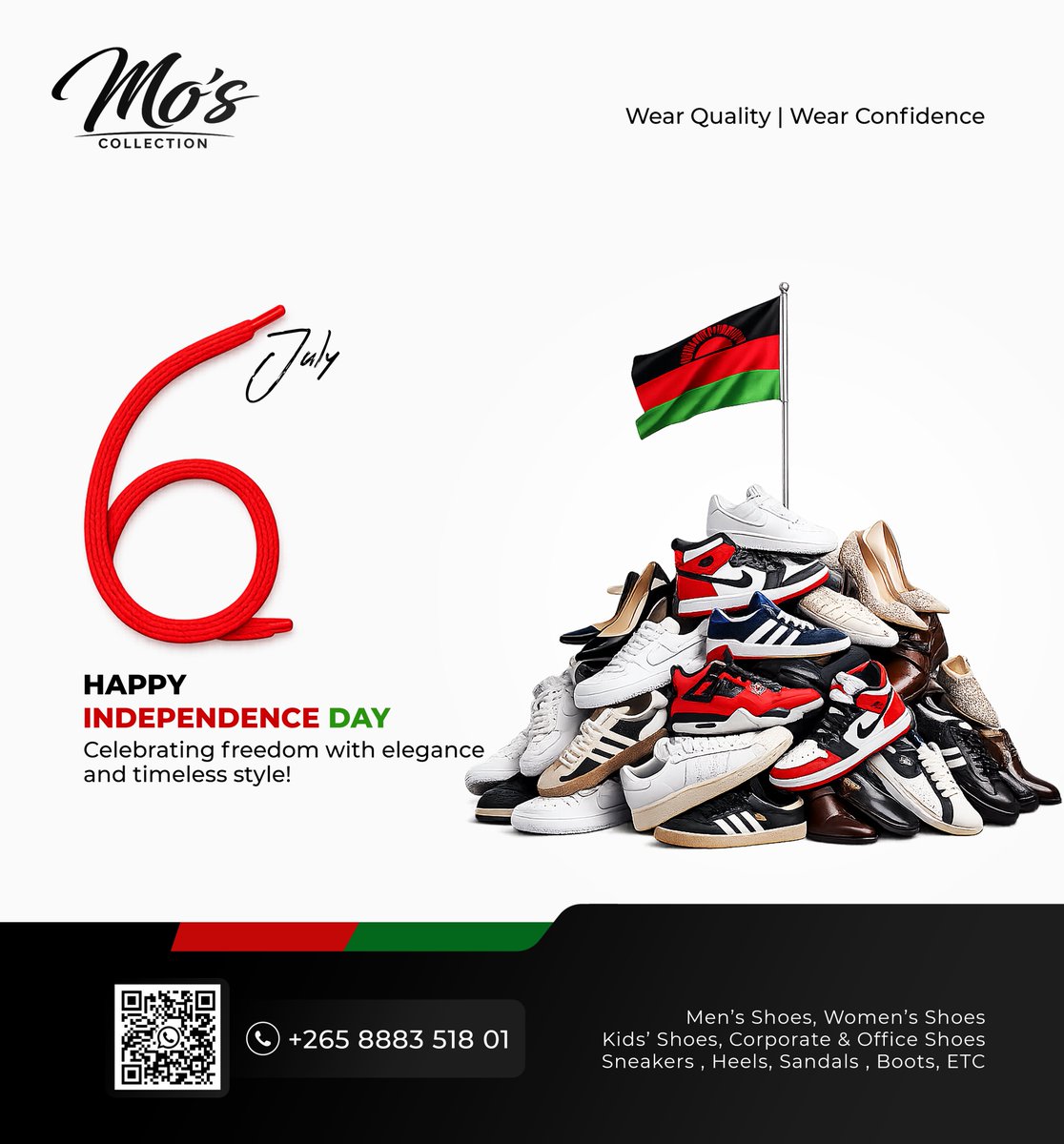 Sept_Designz's tweet photo. Freedom looks good on you and so does great footwear! This Independence Day, Mo's  is celebrating style, elegance, and the confidence that comes with stepping out in quality shoes.

#IndependenceDayMalawi #ShoeStoreMW #MalawiFashion #StepInStyle #FreedomAndFashion #MalawiIndepend https://t.co/3AqmtdCCB4