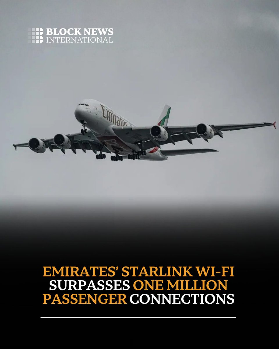 Emirates has surpassed one million passenger connections on its Starlink-powered inflight Wi-Fi service just seven months after launching the rollout, highlighting growing demand for fast, reliable internet at 40,000 feet.