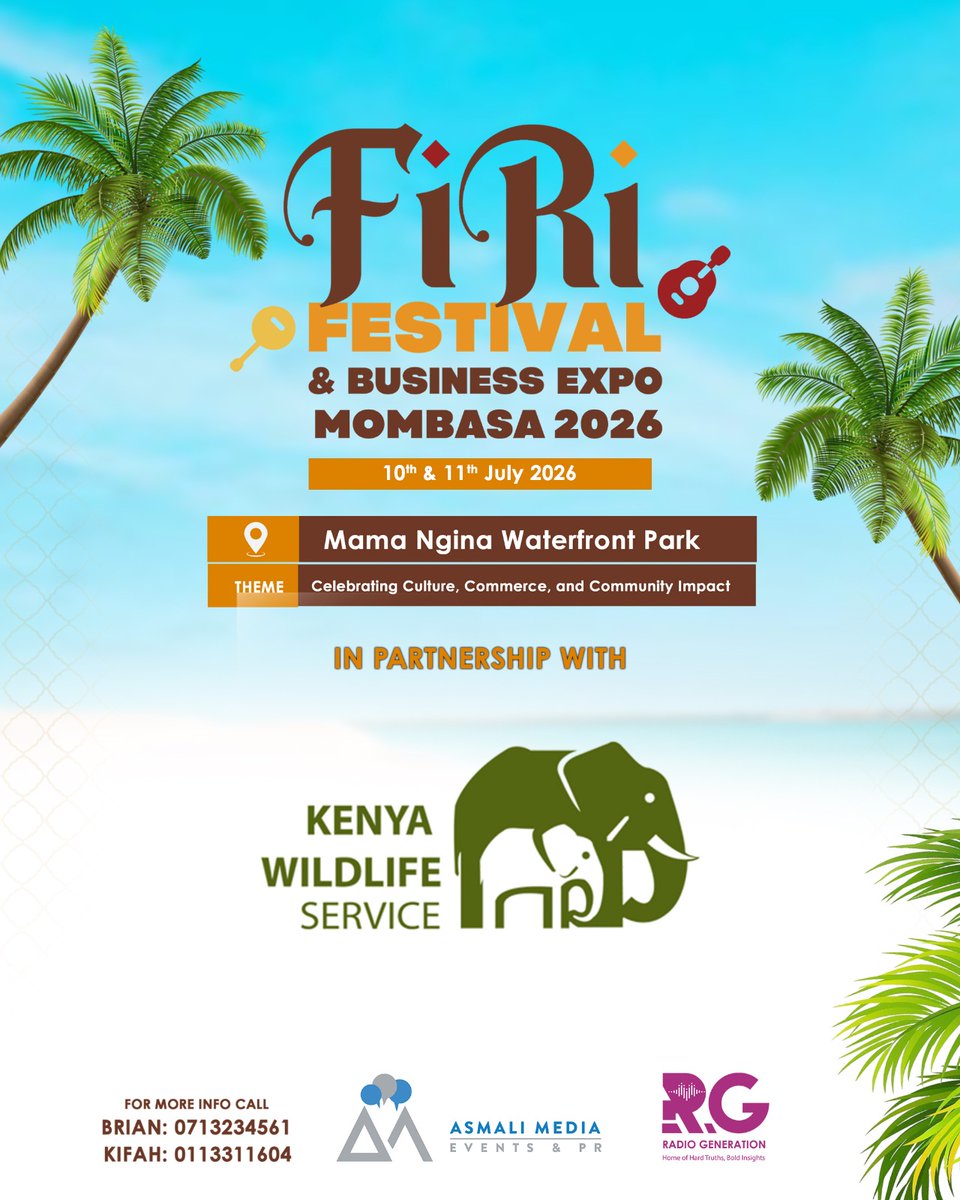 RadioGenKe's tweet photo. #MOMBASA, HERE WE COME!!!

Courtesy of #KENBO,#StimaSacco,#Vida and #KenyaWildLifeServices

Join us at #FiriFestival2026 on 10th & 11th July and experience the best in food, fashion, crafts, technology, and services from amazing vendors.

📞 Book your vendor space today! CALL: O713234561 OR 0113311604

#HomeOfHardTruths