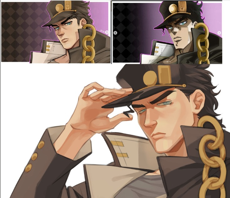 rendered_dani's tweet photo. mala calidad pero ando redibujando a un jotaro que hice, yei nuevo dibujo (? https://t.co/8QV7bFBME4