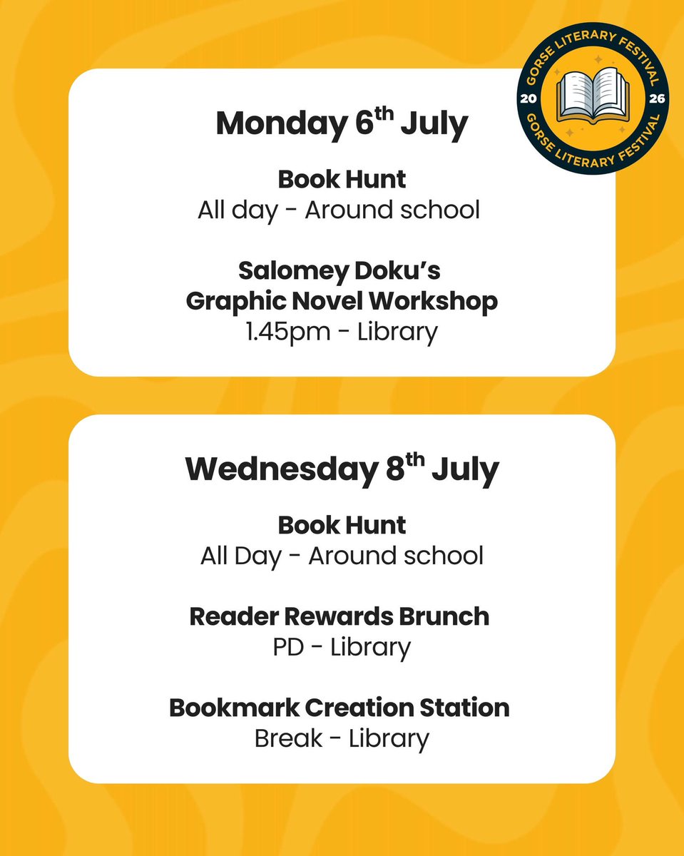 JsaLibrary's tweet photo. This week, JSA is proud to take part in the #GorseLiteraryFestival - a week of events aimed at celebrating reading, igniting imagination, and building confident readers. Students who take part in events will win special #GLF tokens - which can be exchanged for prizes next week. https://t.co/JddYg7Vl53