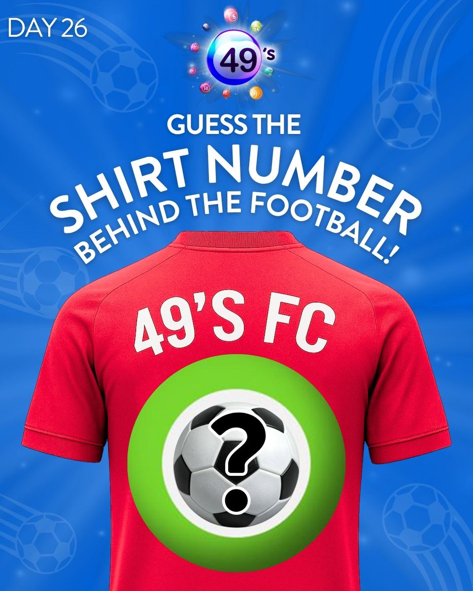 49sdraw's tweet photo. ⚽ 49’s World Cup Challenge – Day 26 ⚽
CLUE: The number of teams that compete in a quarter final
Which ball number do you think it is?
#WorldCup2026 #49sChallenge #49sDraw #49sFun #WorldCup
18+, GambleAware https://t.co/cnDZFOQqwc
