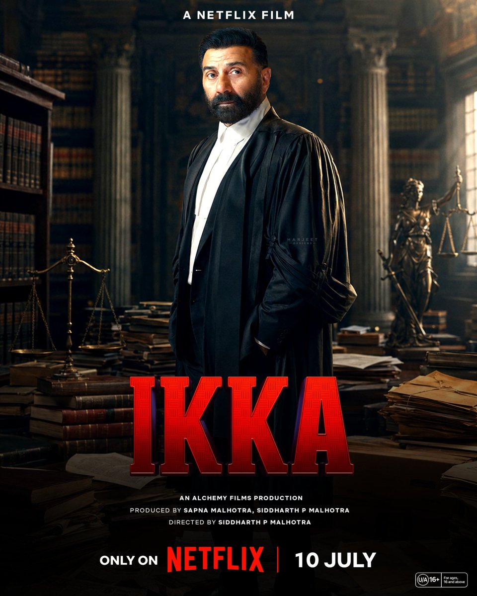 FilmyRohitN's tweet photo. #SunnyDeol film Ikka BLOCKBUSTER  Hai #Ikka, streaming exclusively on #Netflix from July 10.

Only 4 days to go until the premiere!

Poster #7 designed by me. #AkshayaKhanna https://t.co/5V76a3bTRB