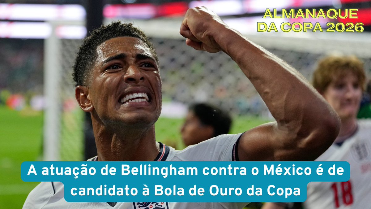 AlmanaqueDaCopa's tweet photo. A vitória da Inglaterra sobre o México é daquelas que moldam caráter. É difícil pedir um teste mais difícil para os Three Lions: na casa do adversário, com arquibancadas balançando, com um jogador a menos, contra um time que atacou o tempo todo, em plena na altitude. A equipe de Thomas Tuchel cumpriu sua missão com êxito, num 3 a 2 que é candidato a melhor jogo desta Copa do Mundo. Assim como a atuação de Jude Bellingham é, provavelmente, a melhor do torneio até o momento – ou ao menos dos mata-matas, medidas as condições de temperatura e pressão.

Bellingham faz uma Copa do Mundo excelente até o momento. Os gols de Harry Kane são a manchete da Inglaterra, mas o impacto do meio-campista talvez seja até maior. Durante a fase de grupos, se não foi constante, teve papel decisivo nas partidas contra Croácia e Panamá. Sua atuação contra a República Democrática do Congo foi assombrosa, ao assumir as rédeas de um time nas cordas. Já diante do México, Bellingham foi completo e sustentou o brio dos ingleses.

O Estádio Azteca viu aquilo que Bellingham executa com primazia: o momento em que aparece, meio de repente, para um lance decisivo. Duas vezes. Seus dois gols em sequência aconteceram num primeiro tempo em que o México mandava no jogo e pouco se esperava da Inglaterra. Quando ele surge na área, não é para brincar. Poucos jogadores sabem fazer tão bem essa penetração em velocidade.

Só que a Inglaterra precisou de bem mais do que os gols de Bellingham. O meia representou um desafogo, quando tinha que reter a bola na intermediária e limpar a marcação sufocante do México. Esmerilhou nos dribles. E se esfolou na defesa, sem desistir. O corte que fez na pequena área contra César Montes, nos acréscimos do primeiro tempo, é mais bonito que seus tentos – e evitou o empate. Não se entregou à altitude e defendeu até o último instante dos longos acréscimos, quando já tinha virado o único escape do ataque após a saída de Kane. Foi tudo, sobretudo o líder da classificação suada.