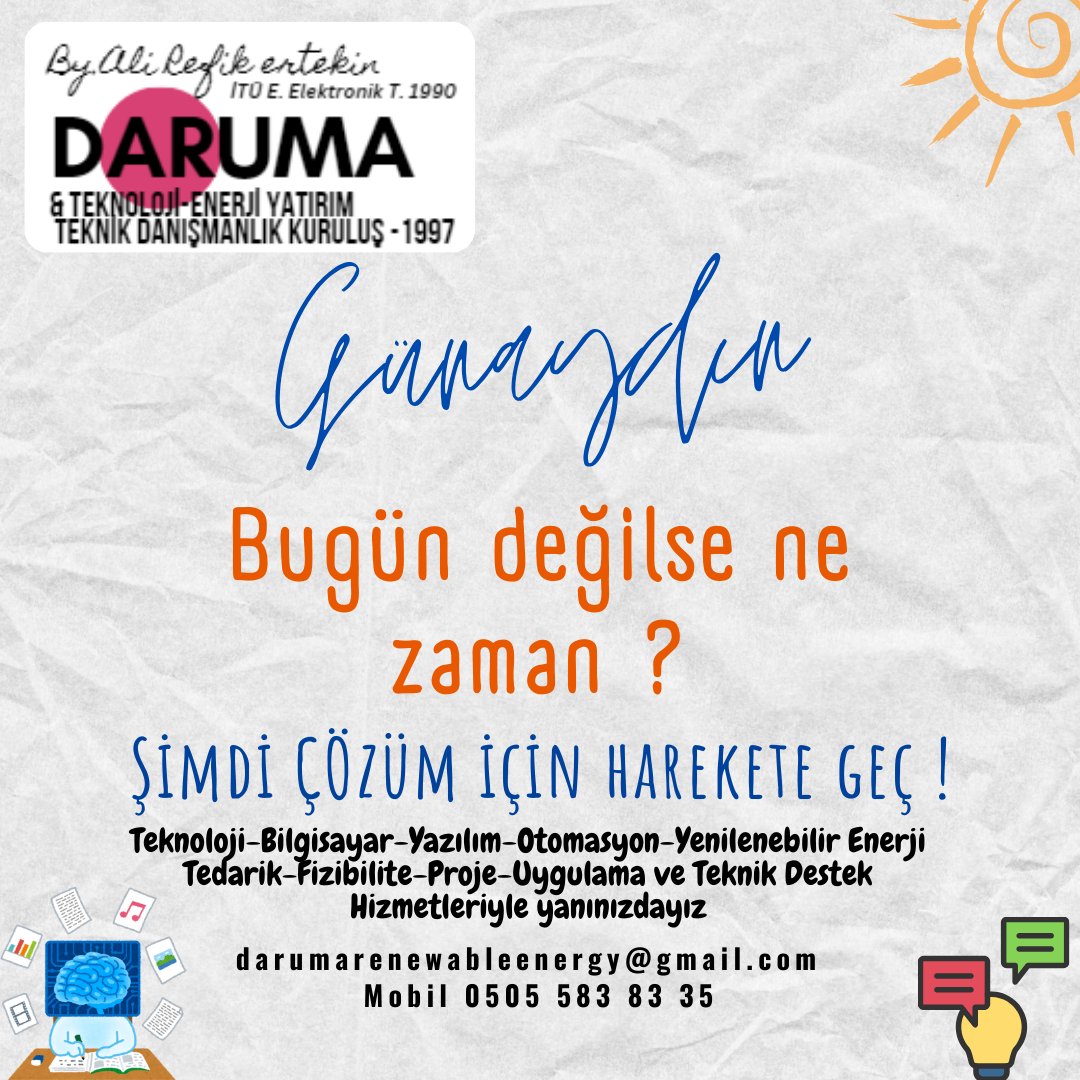 darumacomputer's tweet photo. Günaydın.İyi haftalar. @takipçi @öneçıkar #kuşadası #teknoloji #bilgisayar #yazılım #otomasyon #yenilenebilirenerjitürkiye #renewableenergy #eticaret #tedarik #teknikservis #fizibilite #proje #uygulama #hizmet #türkiye #kuşadası #marines #üretim #sanayi #tesis #işletme #yönetici https://t.co/OZWb4VXERc