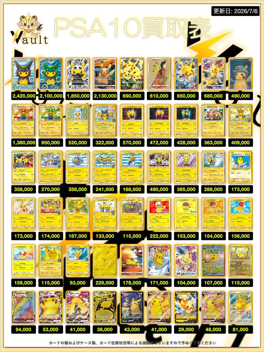 ポケカPSA10強化買取】⚡️7/6更新 ポケカPSA10の買取表になります