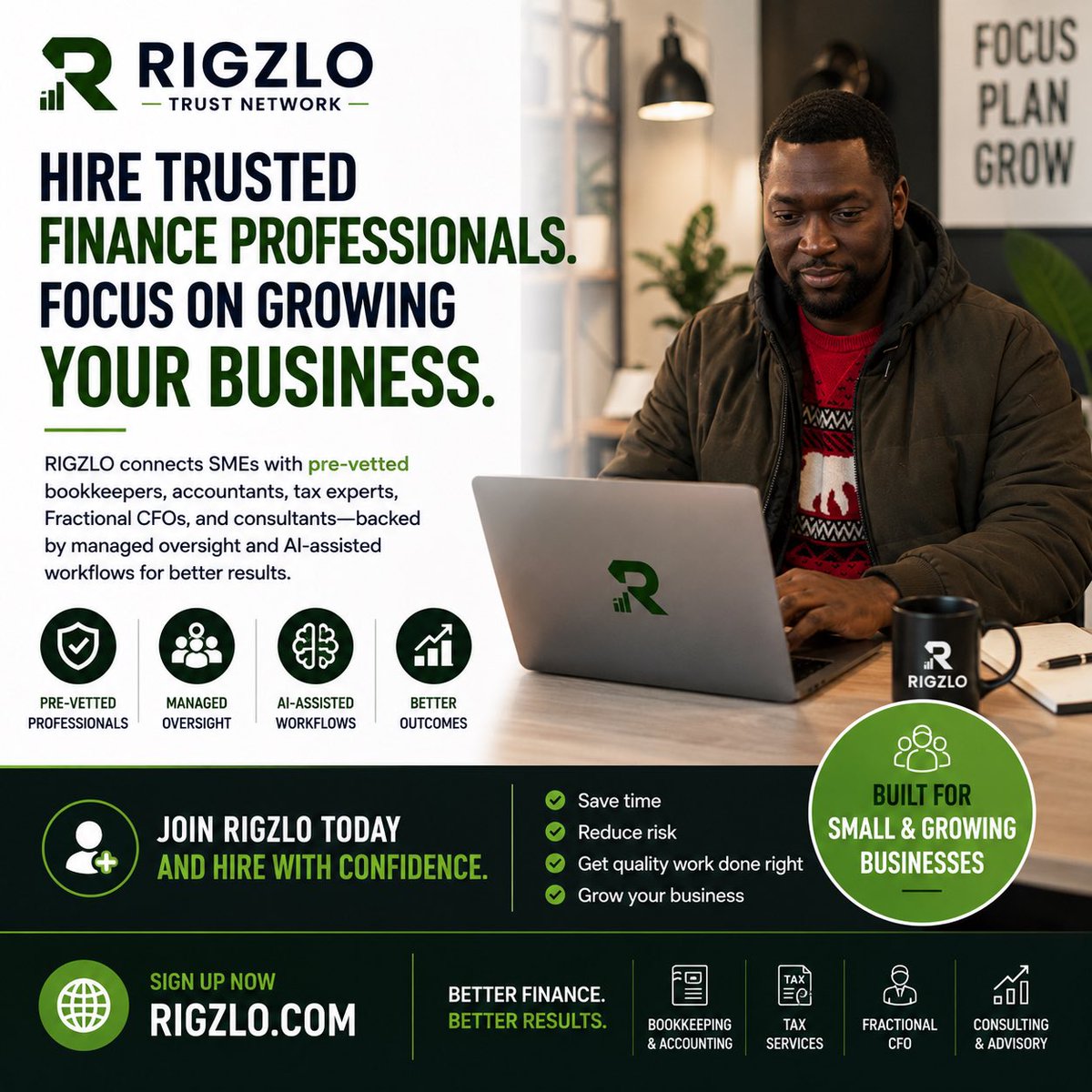 Rodrid_RIGZLO's tweet photo. Finding the right finance professional shouldn’t be a gamble.

At RIGZLO,  hire pre-vetted bookkeepers, accountants, tax professionals, Fractional CFOs, and business consultants—all on a managed platform focused on quality, accountability, and execution.

https://t.co/9DbI8J1Dez https://t.co/17lwPKL4ll