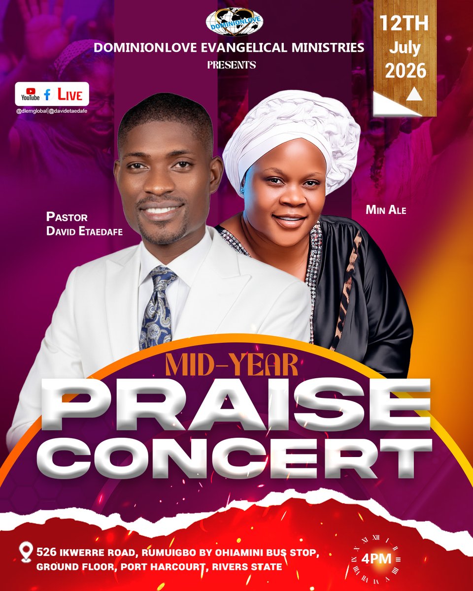 dlem_global's tweet photo. Join us this Sunday for an unforgettable Mid-Year Praise Concert featuring Min. Ale.
Come with your dancing shoes, it's gonna be a big one

Invite your family and friends.

See details on the flyer.
#dlemglobal #continounsprogress #praise #MidYearPraise https://t.co/JojJNRmxOy