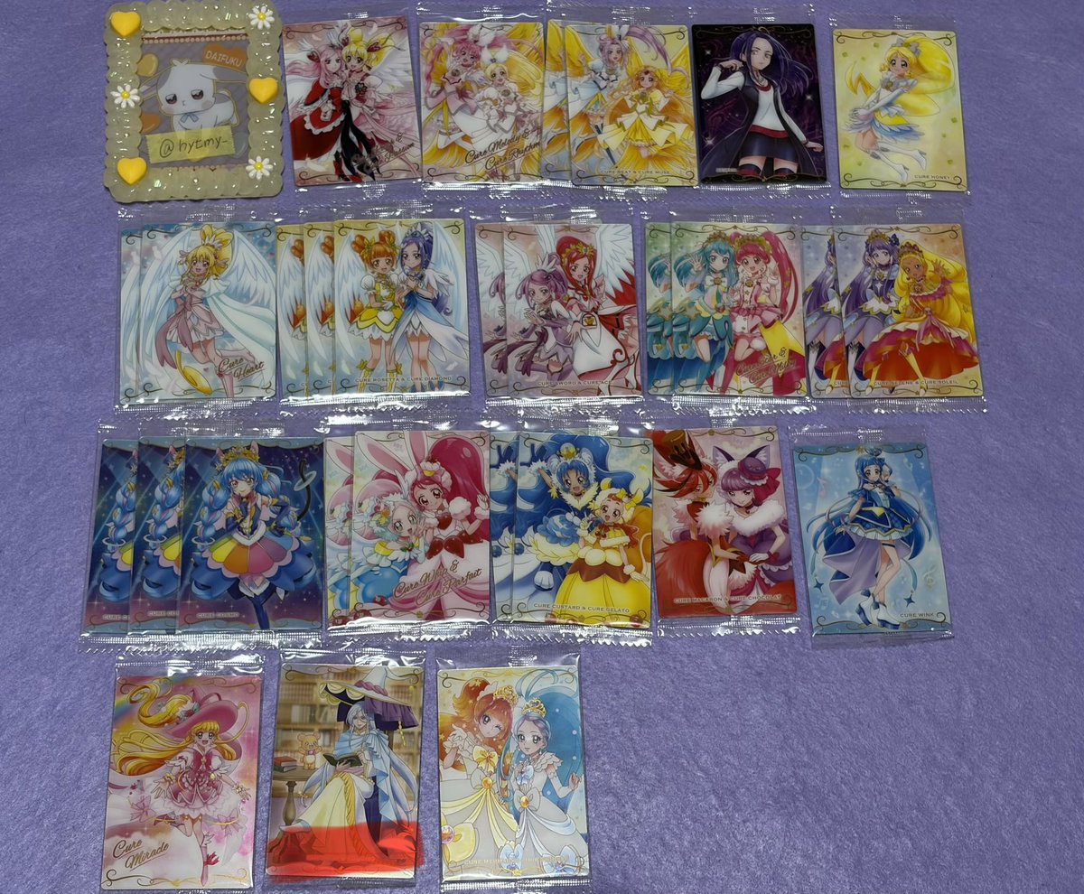 hytmy_'s tweet photo. 【交換】プリキュア　ウエハース　譲渡

譲　画像1〜4  HRミスティック　スパークル　アイドル　ホイップ

求　画像5💜❤️HRキュアキッス　キュアズキューン　定価＋送料

📮郵送希望
HRは交換のみ
HRキッス激求めのため複数提供可能（HR同士は要相談）
❤️は💜含む交換 https://t.co/hpMPmwpLKP