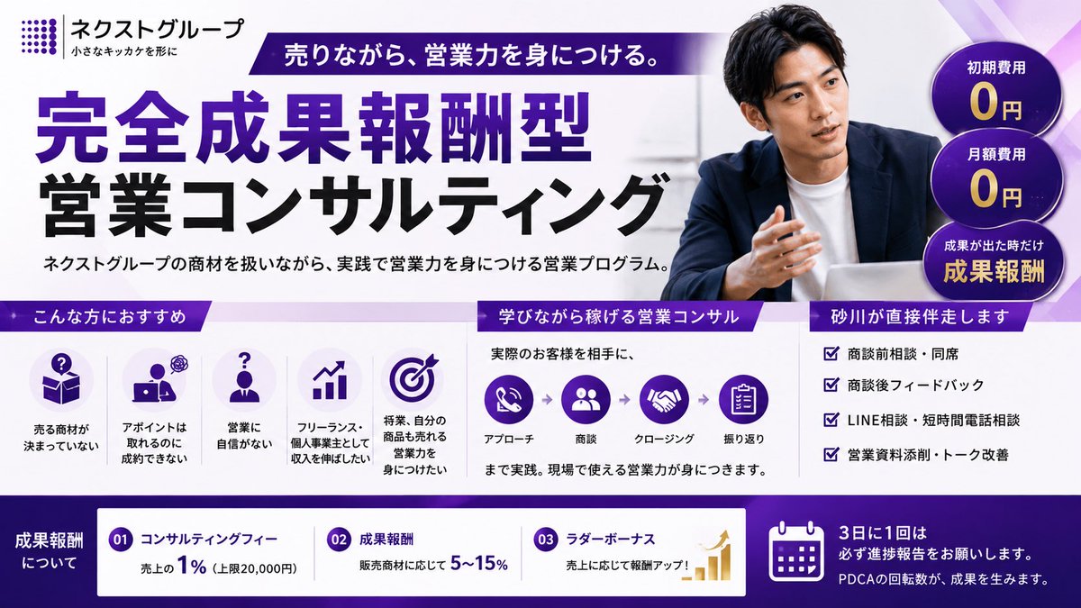higemarunext's tweet photo. 今月は 13〜16日、23〜27日 の日程で東京出張です！
東京近郊の皆さま、ぜひお会いしましょう！

最近はオンラインでお話しする機会も増えましたが、やっぱりリアルでお会いすると得られる情報量や温度感は全然違います。

せっかく東京に行くので、多くの方とお話しできたら嬉しいです。

そして今回は、NEXT STORYの他己紹介動画のリアル撮影も行います。

撮影人数が集まれば集まるほど、移動や撮影コストを抑えられるため、その分お得にご案内できます。

「以前から気になっていた」
「動画を撮ってみたい」

という方は、この機会にぜひお声がけください！

また、先日ご案内した完全成果報酬型営業コンサルティングにも、たくさんのお問い合わせをいただきありがとうございました。

想像以上に反響があり、とても嬉しかったです。

お問い合わせいただいた方の目的もさまざまで、

・学生のうちに営業力を身につけたい方
・独立前に営業を実践で学びたい方
・もう一つの収益の柱を作りたい方
・営業を武器にして将来の選択肢を増やしたい方

など、本当にいろいろでした。

営業は、一度身につければ一生使えるスキルです。

だからこそ、知識だけではなく、実践を通して身につけてほしいと思っています。

まだあと数名であれば一緒に走れそうです。

本気で営業力を伸ばしたい方、一緒に結果を作っていきましょう！

東京でお会いできる皆さまも、楽しみにしています！