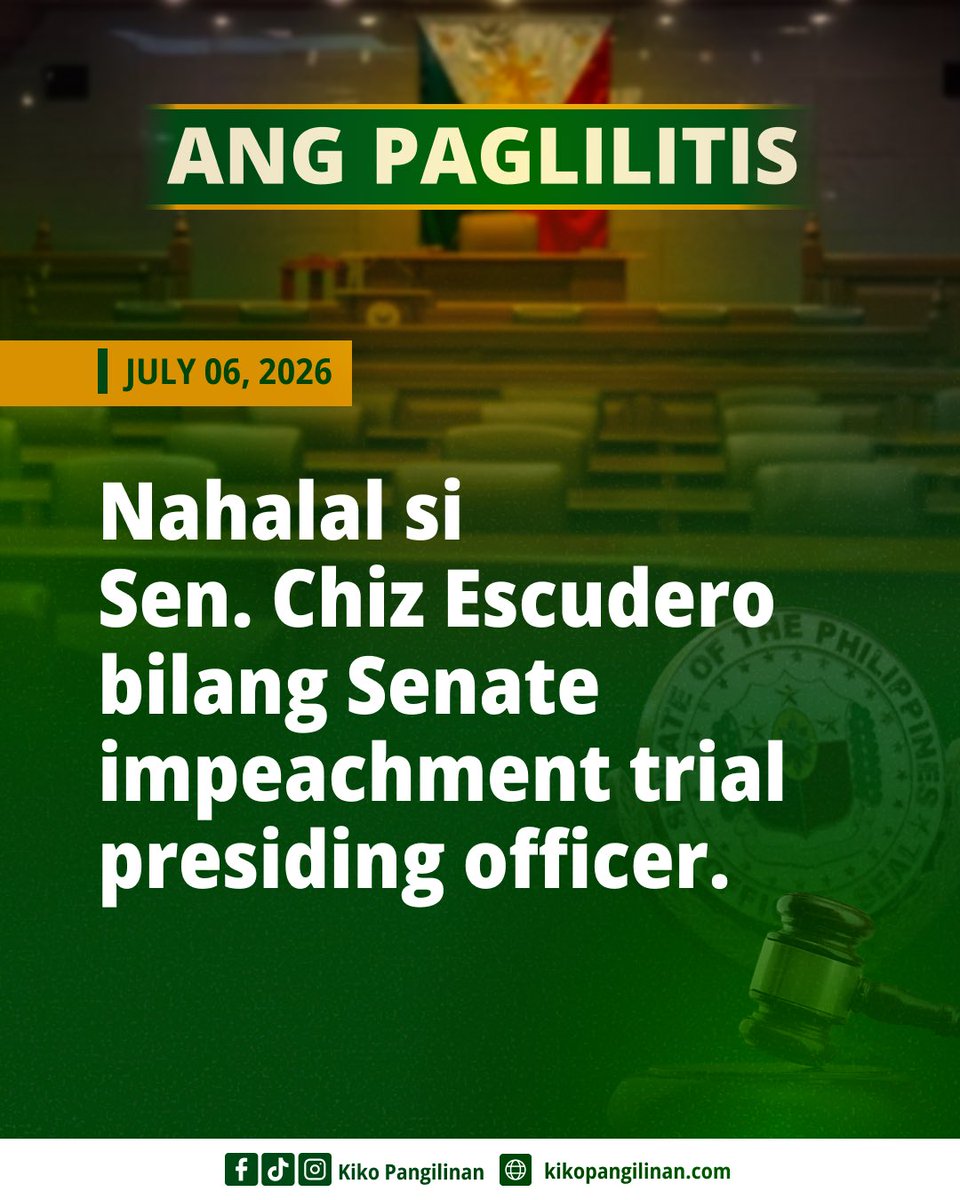 kikopangilinan's tweet photo. Nahalal si Senator-Judge Chiz Escudero bilang Senate impeachment trial presiding officer. https://t.co/NSOlyhNynS