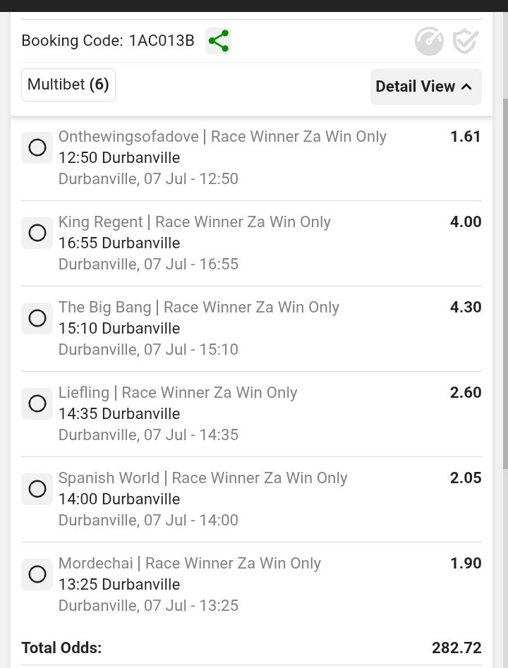 Slaughterrman's tweet photo. Durbanville Horse Race 🏇 🏁 Tuesday the 7th of July 
Re-tweet for others 

Winning form 👌 

262 odds
Code 👉👉 1AC01D7

149 odds
Code 👉👉 1AC01CC

Money Horses 💰 🤑 
127 odds
Code 👉👉 1AC015B

Race winners
282 odds
Code 👉👉 1AC013B https://t.co/qqf402iWEL
