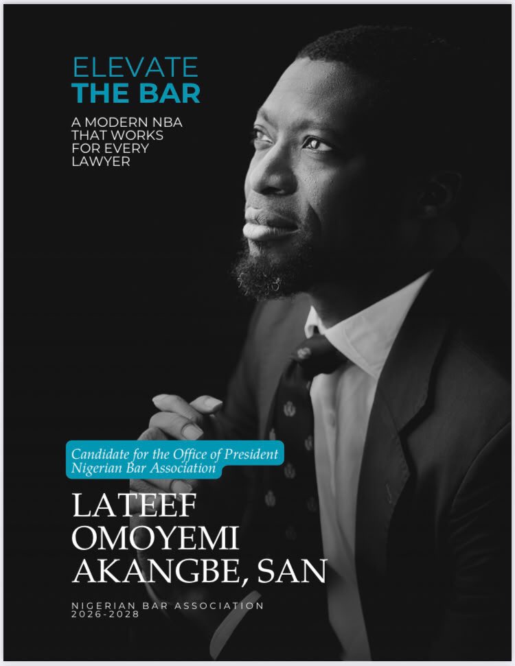 Nativechieff's tweet photo. It is a good day to support Lateef Omoyemi Akangbe, SAN.
The only presidential candidate with a verifiable track record in leading the Bar. 
The first NBA chairman to start Health Insurance.
The first to start Access to finance.
The originator of the remuneration order. #LOA https://t.co/uWfBFaLED7