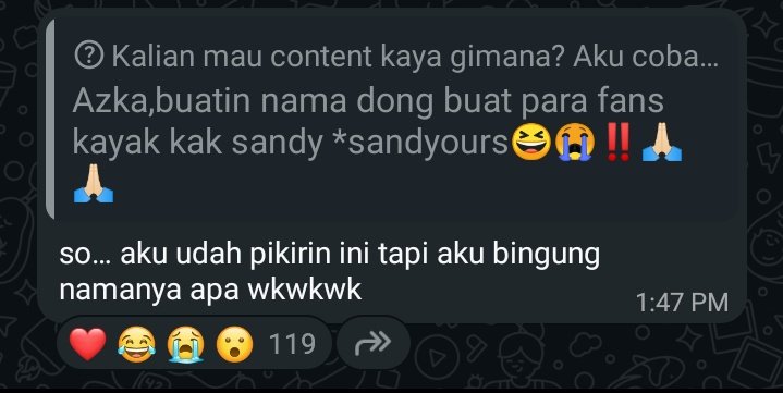 IndriAmabilis1's tweet photo. Terima kasih Sunbaee , koh Sandy🤗 #sandyourheart . Azkaa ayok pikirkan hehe.. https://t.co/aIessZITZk