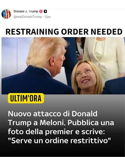 francotaratufo2's tweet photo. Bel casino signora #Meloni
L'attacco di Trump è diretto a lei, chiede un ordine restrittivo nei suoi confronti come con uno stalker molesto
Sta mostrando di non essere all'altezza del ruolo che ricopre e mette in difficoltà l'ITALIA 
Smetta di far del male all'Italia per favore! https://t.co/H0UrWuPSRL