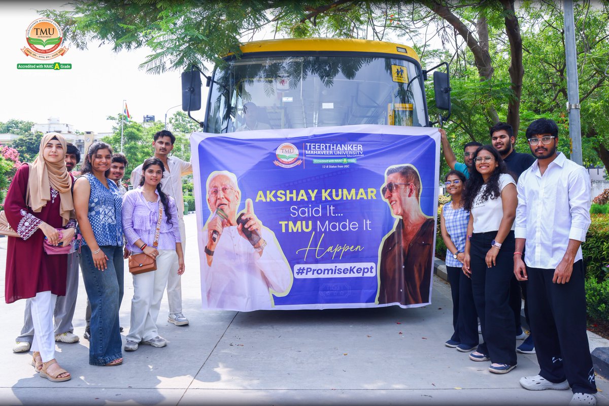 Tmumbd's tweet photo. A glimpse of yesterday's memorable movie outing, as our Hon'ble Chancellor turned superstar Akshay Kumar's wish into reality by bringing TMU students together for Welcome to the Jungle.
.
#akshaykumar #welcometothejungle #dishapatani #promisekept #moradabadcity https://t.co/gSsjas43iX