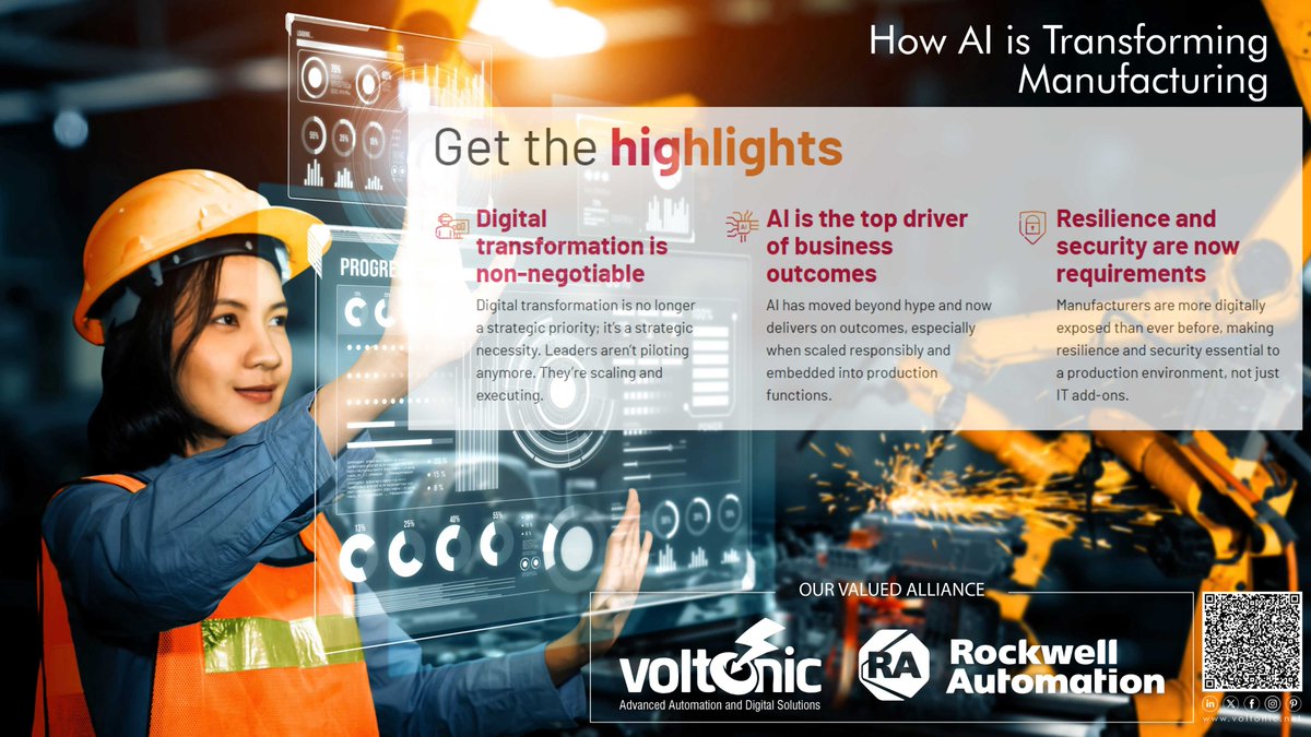 MarketingVSPL's tweet photo. How AI is Transforming Manufacturing.
"Rockwell Automation is our valued alliance."
VOLTONIC SOLUTION (PVT.) LTD.
Email: sales@voltonic.net
Website: https://t.co/0dJGgurGl8
#VoltonicSolution #voltonic #RockwellAutomation #Rockwell #AllenBradley #manufacturing #ai #transform https://t.co/u2D5QErsCw
