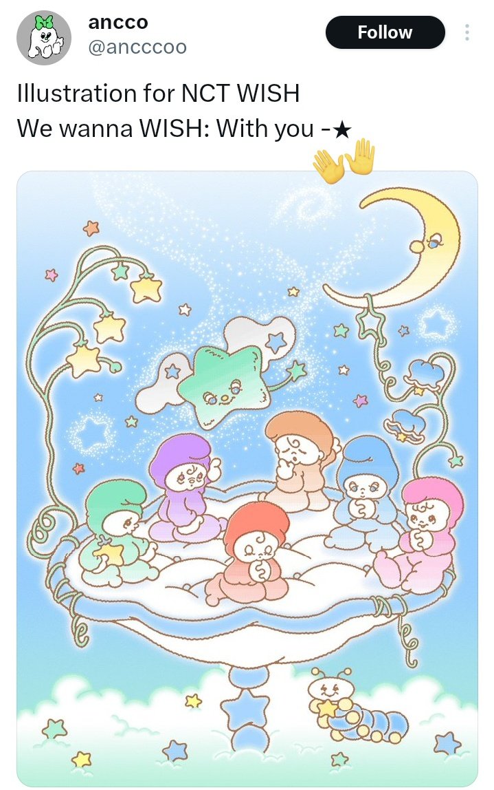 sungchanana's tweet photo. NO AI 👏 ILLUSTRATOR FOR NCT WISH 
WE LOVE THE REAL ART 💕

#NCTWISH wichu, steady album https://t.co/QmW2Z8EYYs
