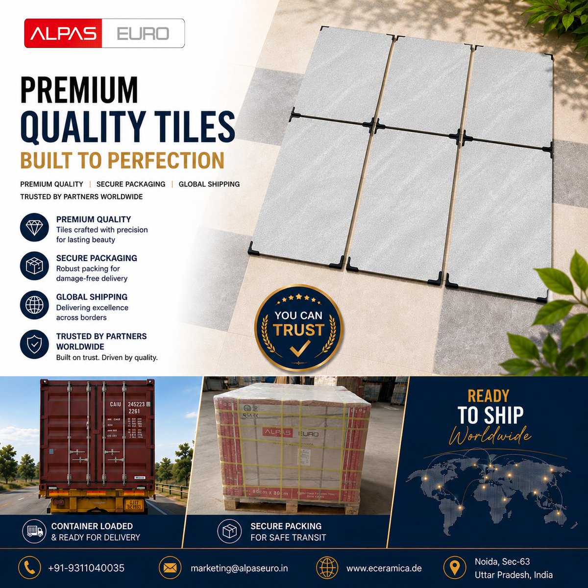 alpaseuro's tweet photo. Premium Quality Secure Packaging Global Delivery.

At Alpas Euro India Pvt Ltd we deliver export-ready porcelain tiles with uncompromising quality and reliable worldwide shipping.

DM us for catalogs &amp; wholesale pricing.

#AlpasEuro #TileExporter #PorcelainTiles #B2B #GlobalTrade https://t.co/2ECNomnux7