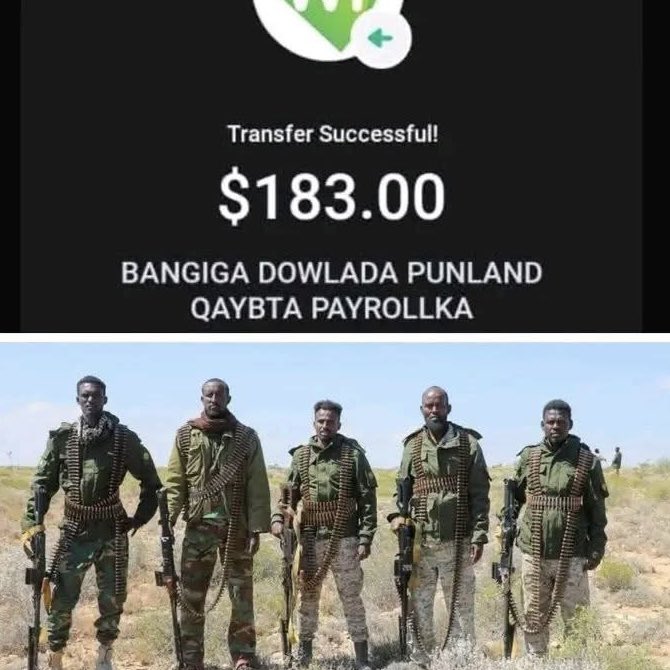 mohhagio's tweet photo. In Puntland, five soldiers collectively receive $183 in salaries an average of just $47 per soldier. Such inadequate pay reflects a serious systemic failure and raises concerns about the welfare and morale of the security forces. https://t.co/53o8YGVAWn