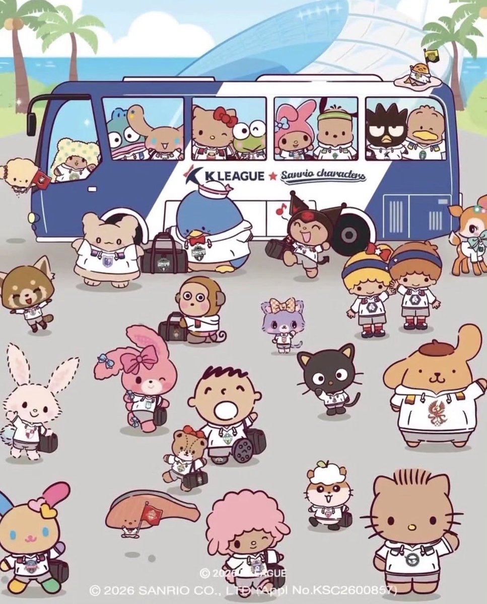 sanrio_fan_jp's tweet photo. 韓国情報＼Kリーグ × サンリオキャラクターズ コラボ決定⚽✨／

韓国のプロサッカーリーグ「Kリーグ」とサンリオの2026年コラボビジュアルが公開されました！

今回は夏らしくこんがり日焼けした仕様のキティやクロミたちが、各クラブのユニフォーム姿を披露。ポップアップやグッズの続報にも期待です。

#サンリオ #Kリーグ #KLEAGUE