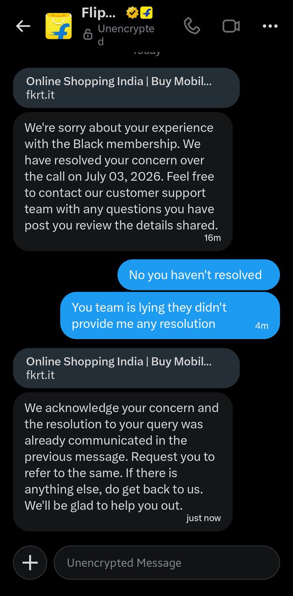 Owaiskdr07's tweet photo. @flipkartsupport @Flipkart Adding the screenshot of the message that you shared https://t.co/kTkogMN14y