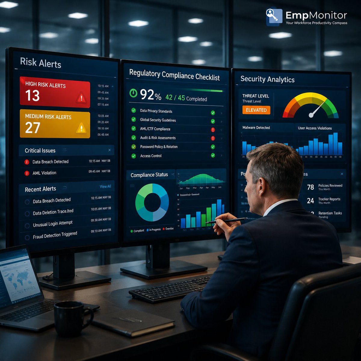 EmpMonitor's tweet photo. A compliance policy nobody checks is just a document.
Protection comes from monitoring whether rules are followed, not only writing them.
Read the difference:
https://t.co/W8zWTRH6Zc
#EmpMonitor #RiskManagement https://t.co/Kzn44M00bK