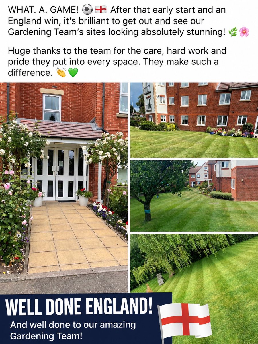 AirwavesFM1's tweet photo. What a way to start the day! ⚽🏴
After celebrating England’s fantastic win, it was straight back to work with an early start – and what a pleasure it was to get out and visit some of our sites.
#TeamWork #GroundsMaintenance #GardeningTeam #PrideInOurWork #WellDoneEngland https://t.co/3eOcCvaqcq