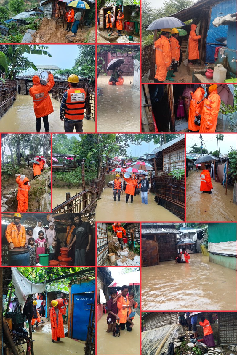 arafin_karim's tweet photo. 🌧️ Monsoon rains are testing readiness across #CampSettlement #CoxsBazar. 

As flood &amp; landslide risks rise, collectively trained #volunteers are on the frontlines—sharing early warnings, supporting vulnerable families &amp; helping communities stay safe. ❤️🚩

 @BDRCS1 #CPP @ifrc https://t.co/LrlXsxLkaA
