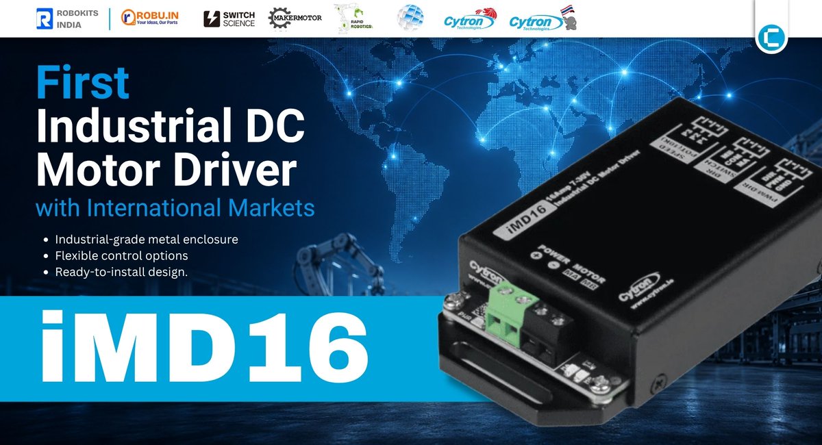 cytrontech's tweet photo. One motor driver. Total control.

Whether you're using an Arduino, an industrial PLC, or just want manual potentiometer control, the Cytron iMD16 handles it all (7V-30V)

https://t.co/OrhypOugvj