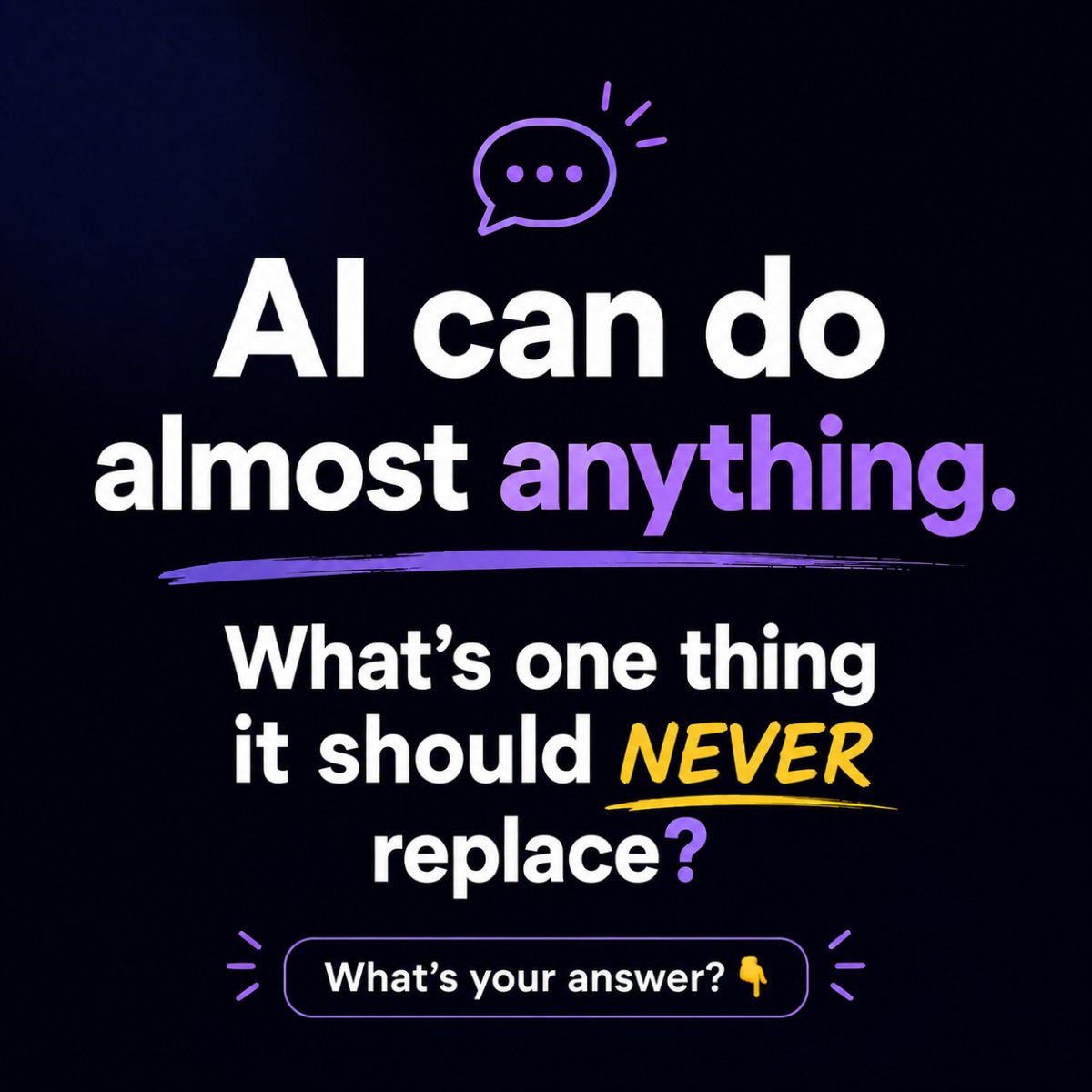 cognimatesai's tweet photo. Not everything should be automated.
What's one thing AI should never replace?
#AI #Technology #Innovation #FutureOfAI #CogniMates #AllCognix https://t.co/gb9f3dcnwO